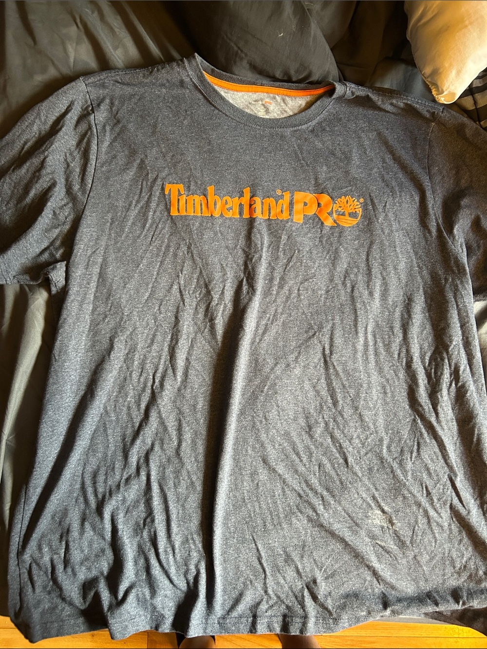 Timberland PRO Men's Heather Gray Short-Sleeve Tee with Orange Logo